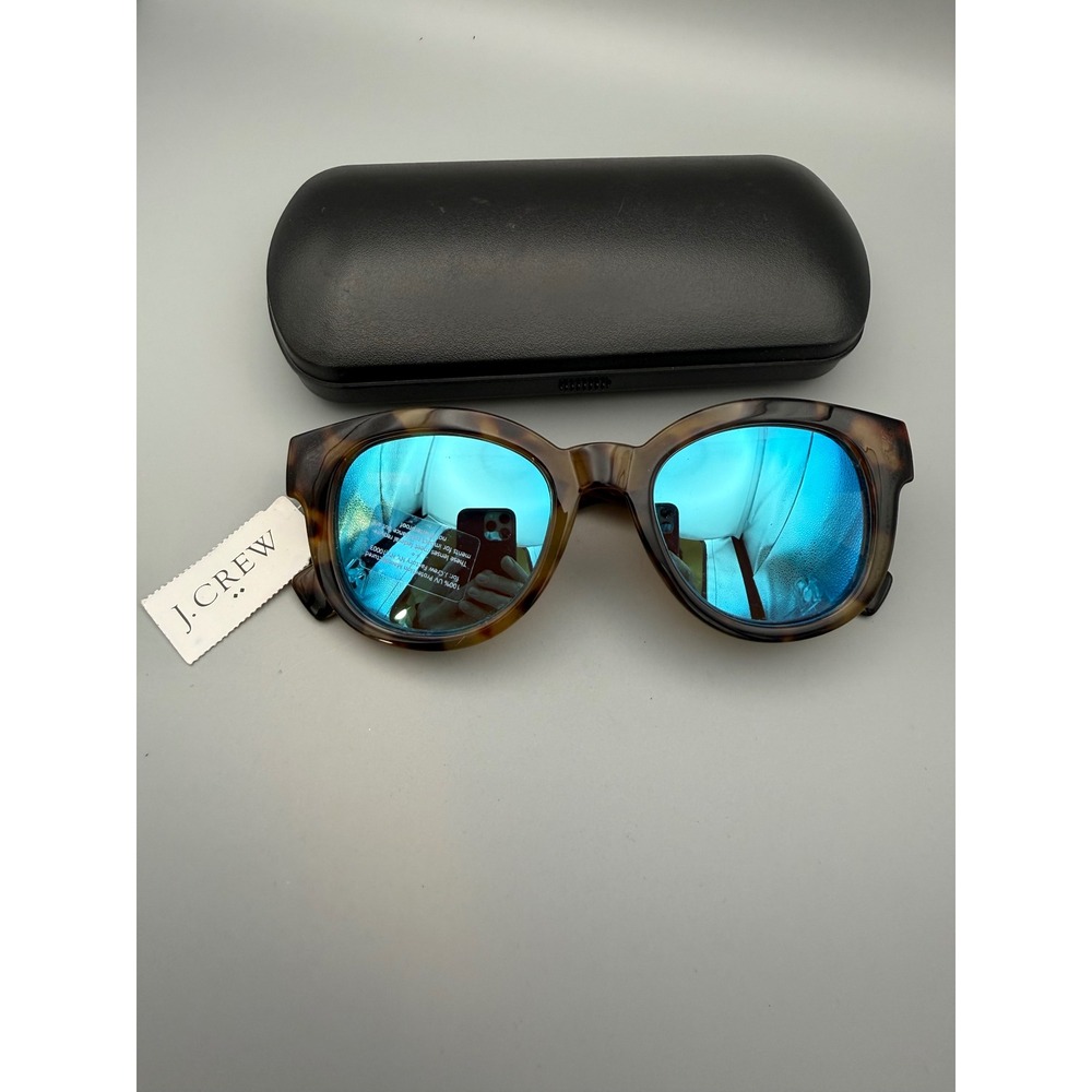 J.Crew Sunglasses Tortoise Blue Mirrored NWT  F3617 UV Protection Preppy Coastal